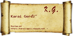 Karai Gerő névjegykártya